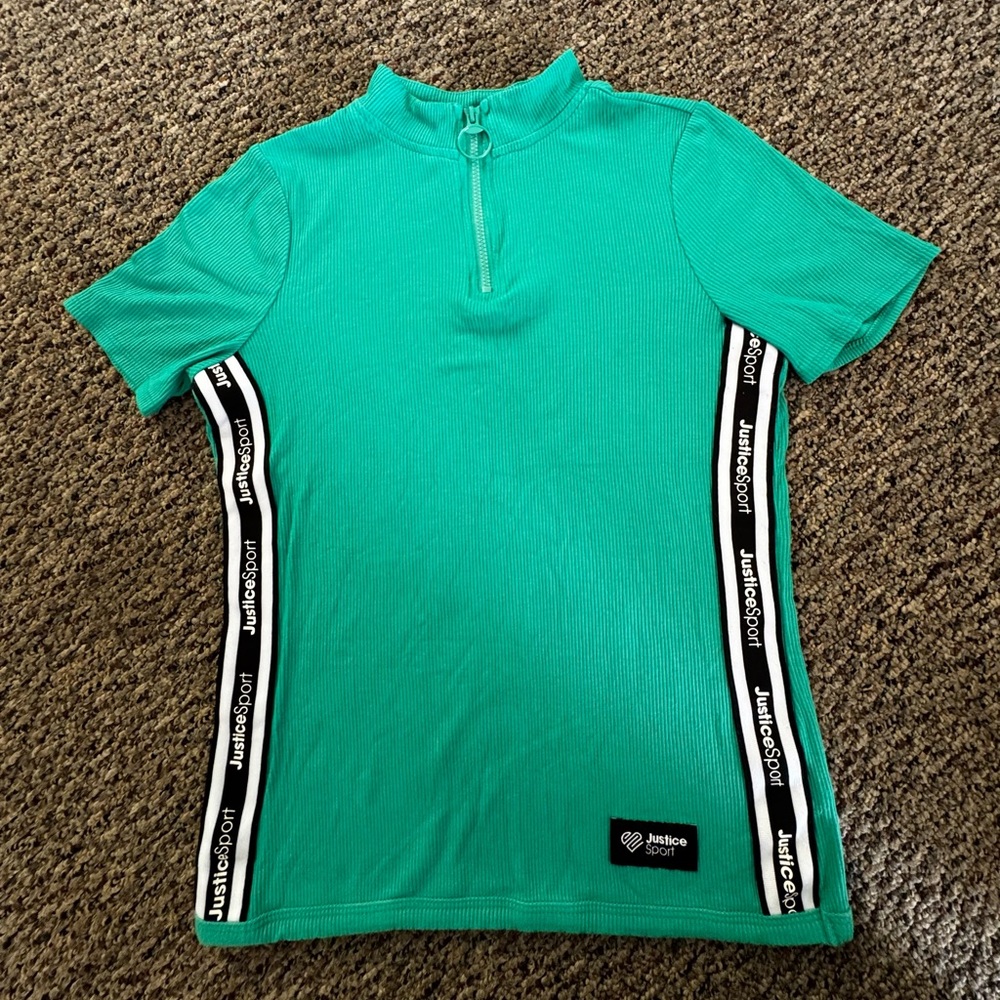 Justice Teal Sporty Top with Black Accents